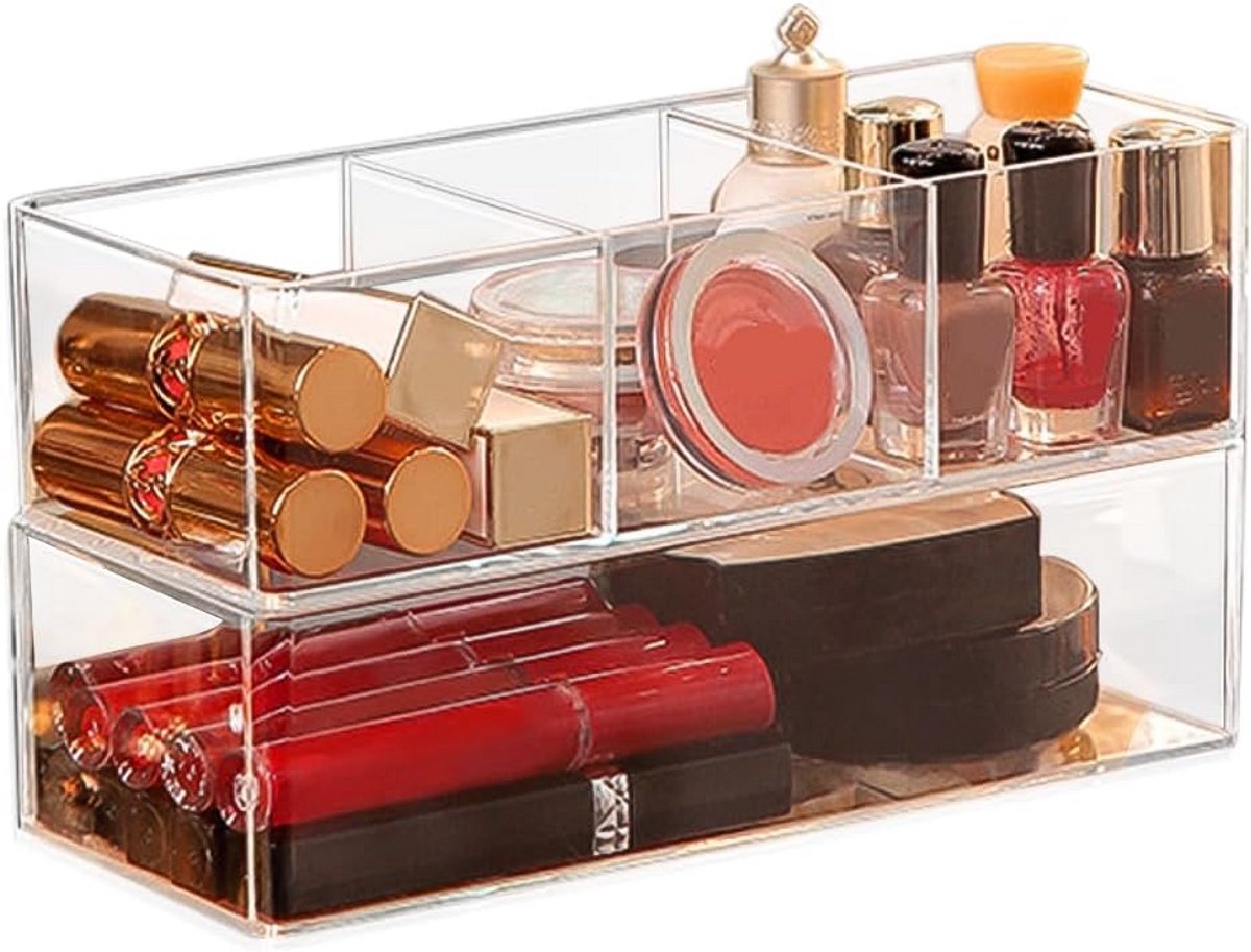 Set van 2 Transparante Acryl Make-up Organizer Laden voor Cosmetica Opslag