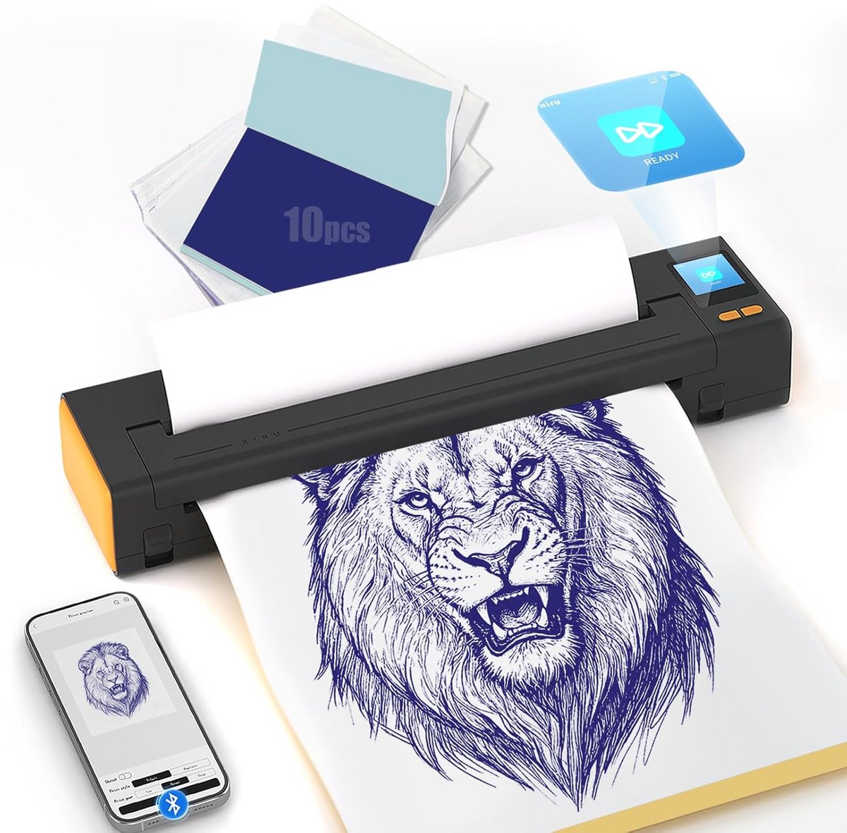 Draagbare Thermische Tattoo Stencil Printer met LED-Display en Bluetooth - Voor Telefoon en Tablet