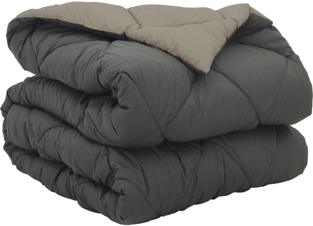 vidaXL - Volledig - Jaar - Dekbed - Lichtgrijs - en - Antraciet - 140 - x - 200 - cm