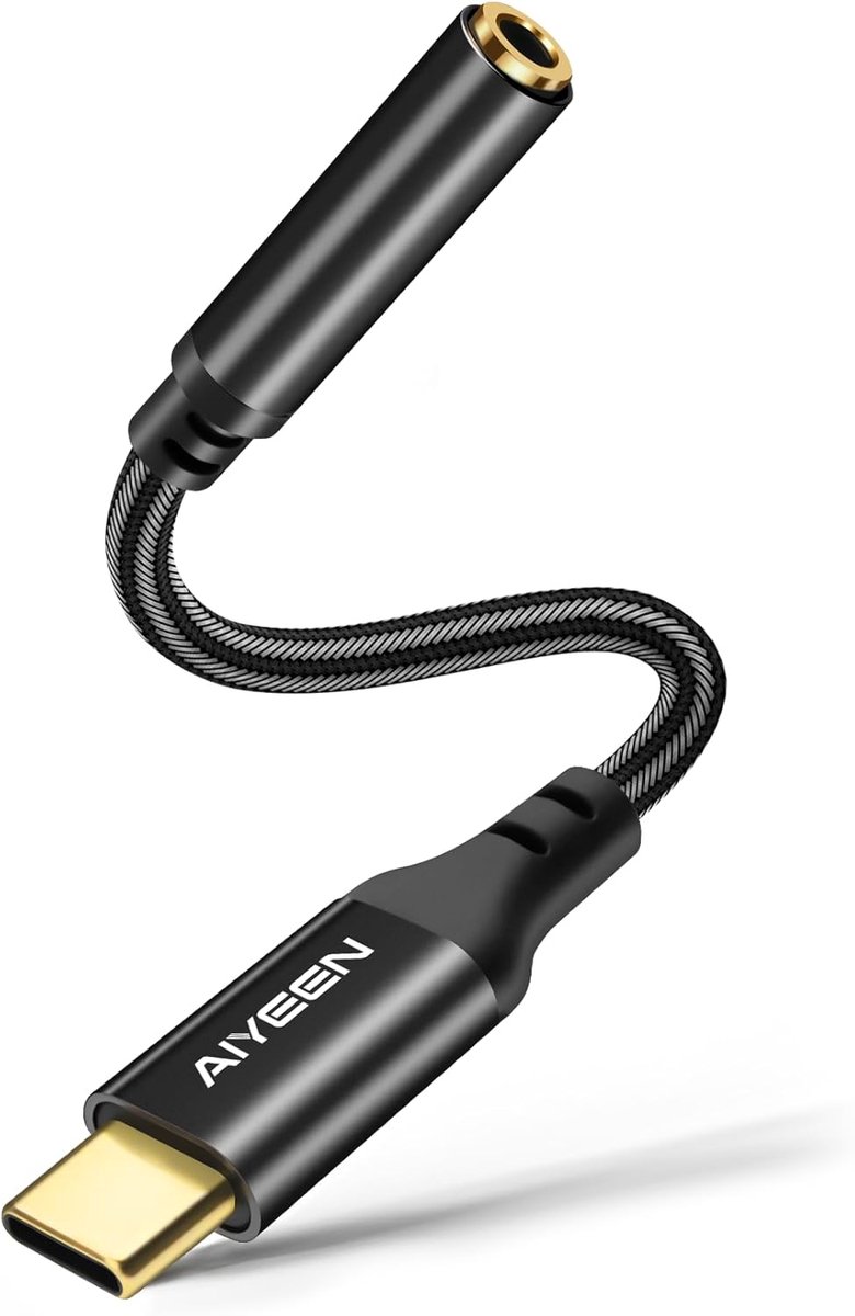 USB-C naar 3.5mm Jack Adapter Kabel met DAC-Chip voor Hoge Kwaliteit Geluid - Klitvrij