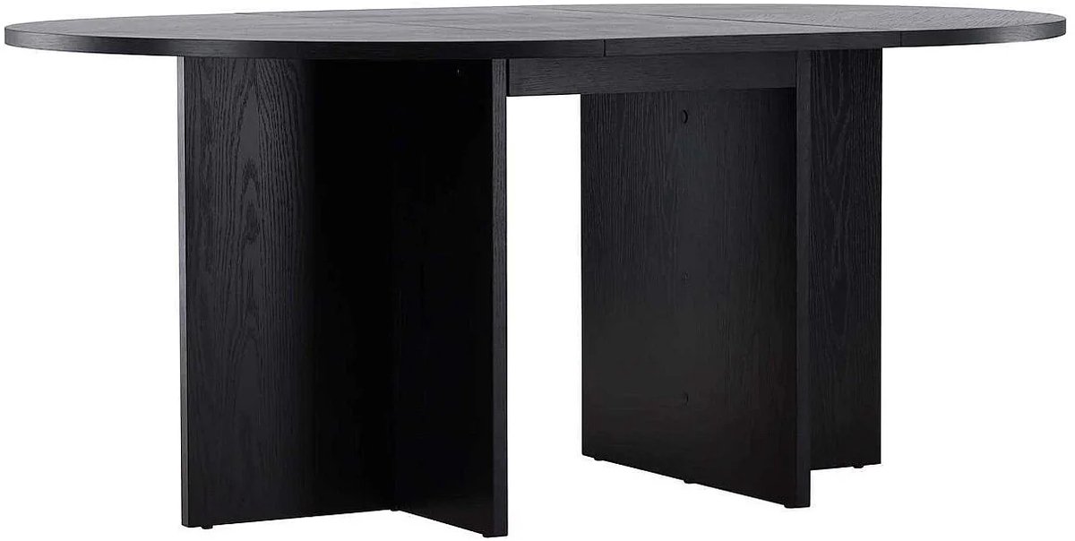 Ronde Uitschuifbare Eettafel 170x120x74 cm – Modern Zwart Design voor 4 Personen – Robuuste MDF Tafel met Slim Uitschuifsysteem – Stijlvolle & Minimalistische Tafel voor Binnen – Abkantoor