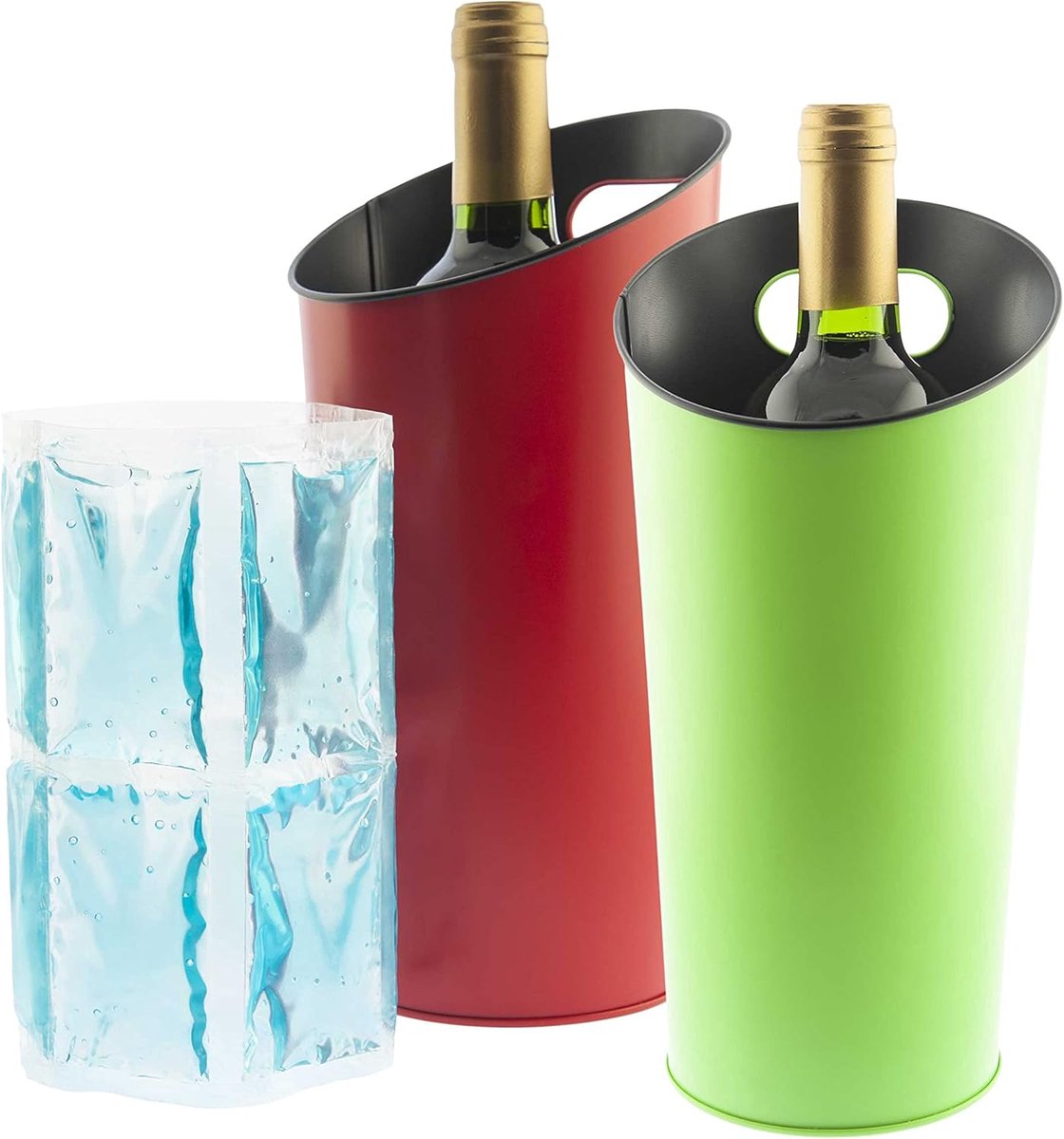 Fleskoeler voor Wijn of Champagne met Handvat, Set van 2, Metallic