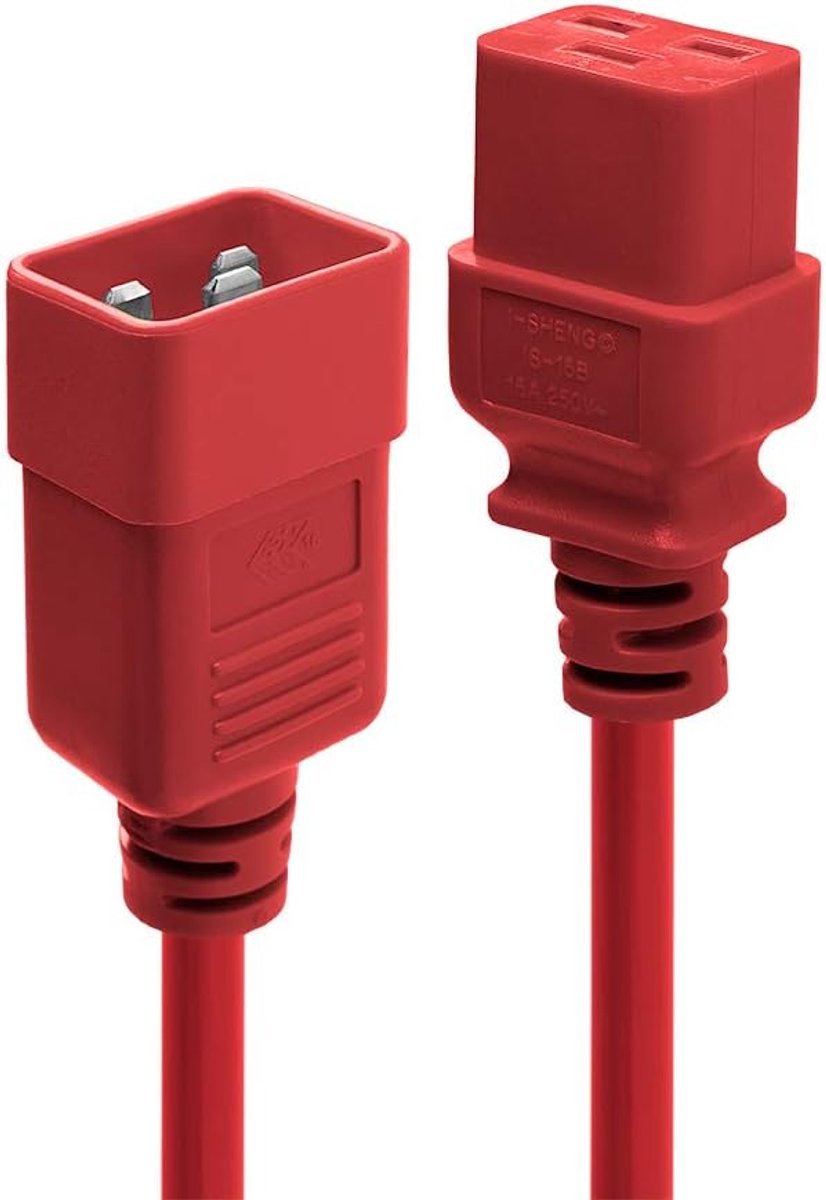 Verlengkabel IEC C19 naar C20 2 meter Rood voor Servers en UPS