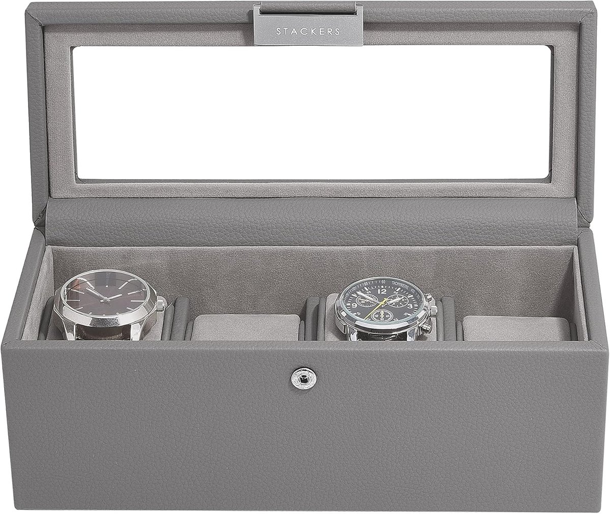 Luxe Horlogedoos 4 Vakken Grijs - Elegante Opberger voor Horloges