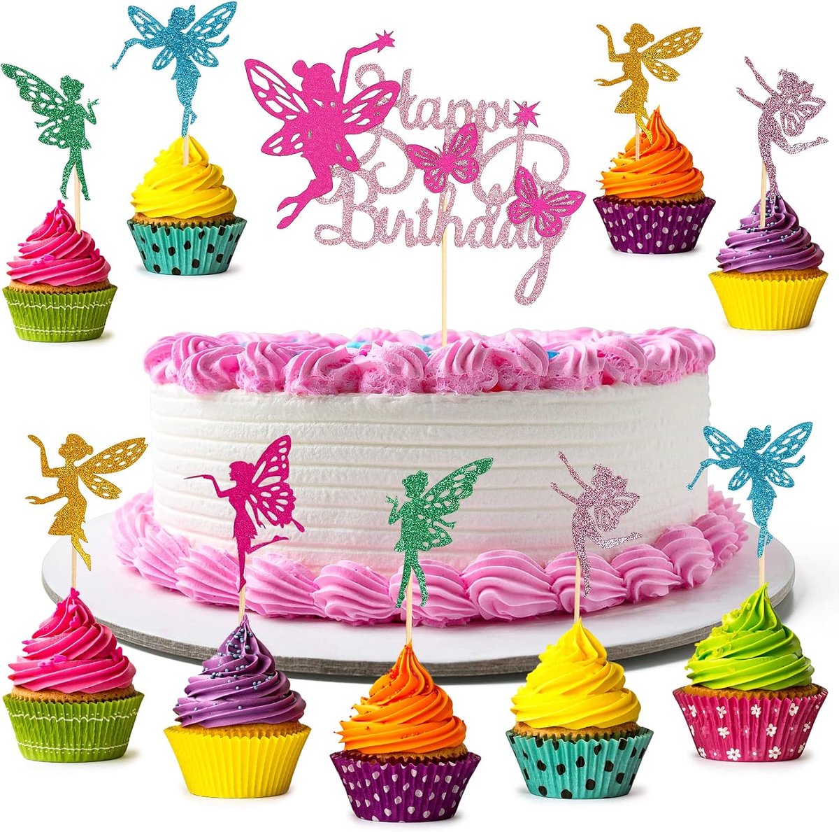 31 Stuks Fee Cupcake Toppers voor Feestjes en Verjaardagen