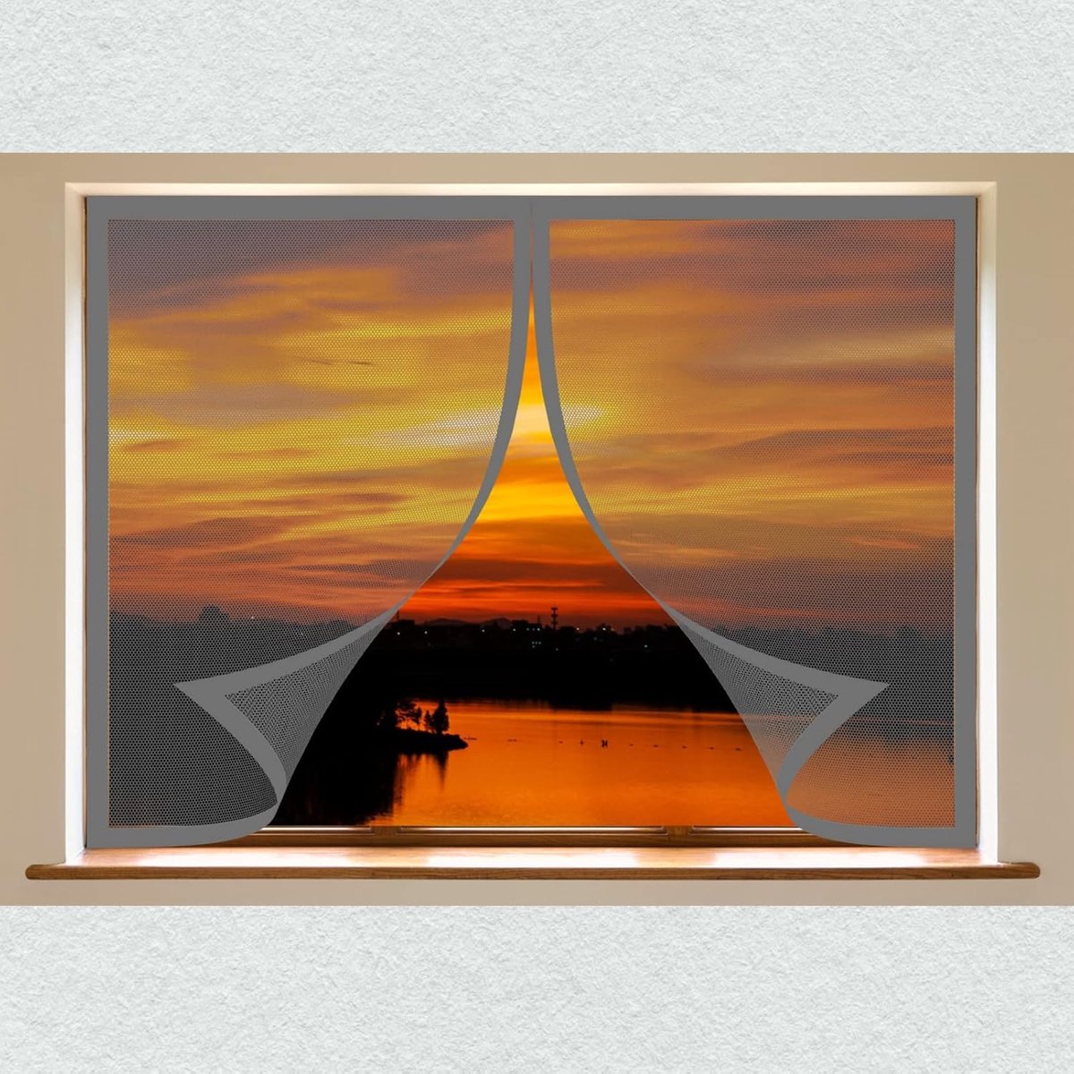 Hor voor Balkondeur en Raam 100 x 60 cm Transparant Magnetisch Zonder Boren Insectenhor