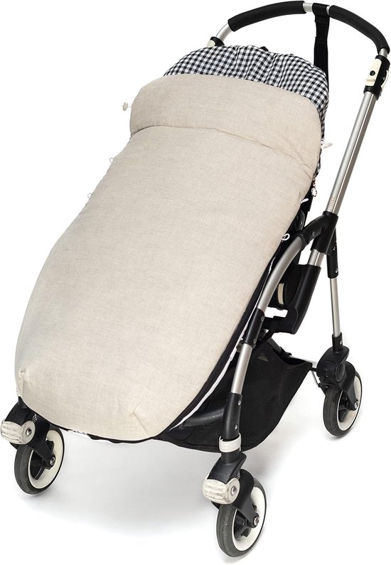 Universele Voetenzak voor Kinderwagen en Buggy - Katoen & Linnen - Zwart Vichy Dessin van Merkloos — afbeelding 2