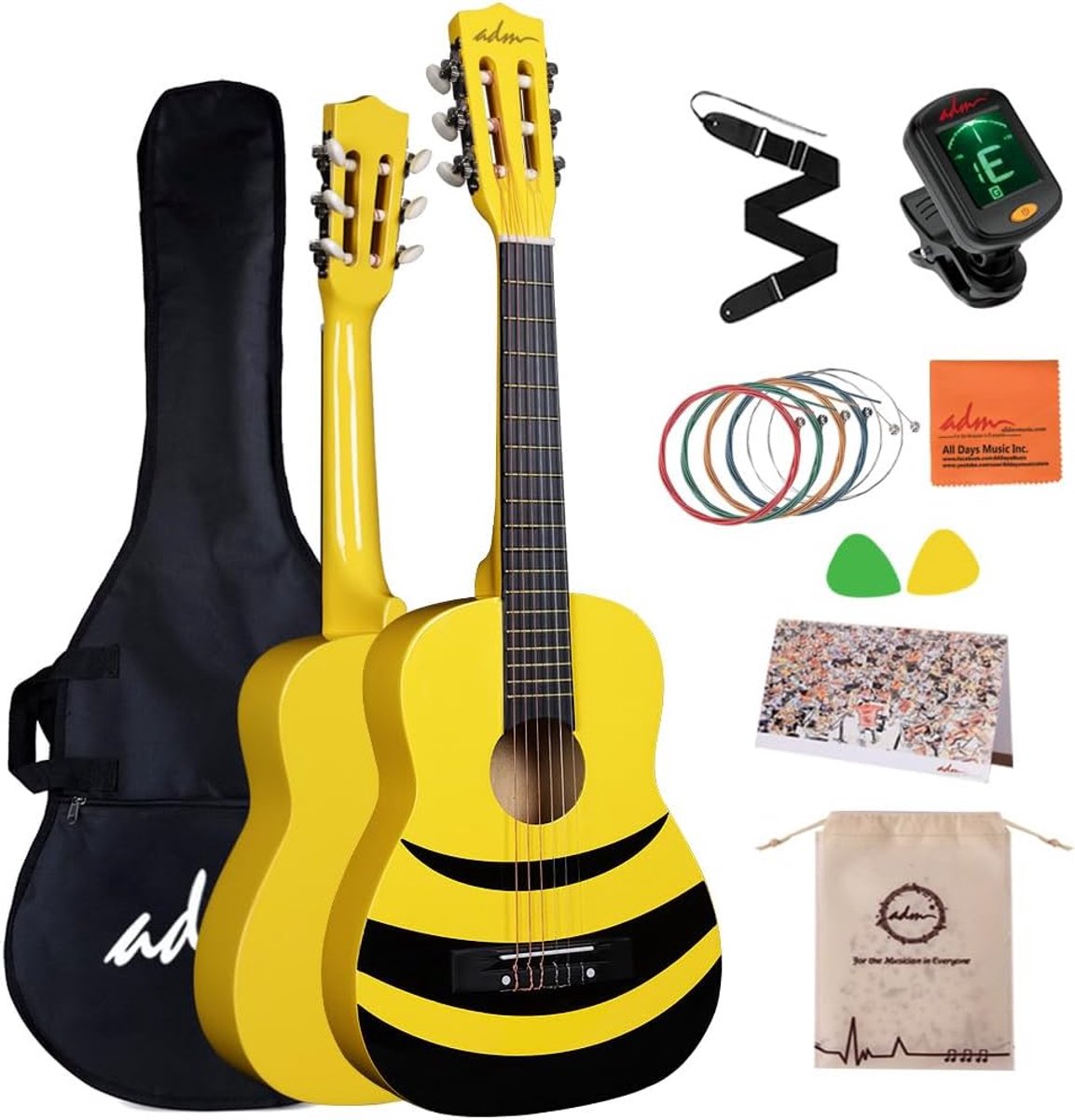1/4 Concertgitaar Set voor Beginners met Tas, Stemapparaat en Accessoires