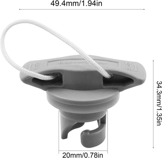2x Universele Luchtklep Dop & Plug voor Opblaasbare Boot, Kajak, en Paddleboard - Grijs van Merkloos — afbeelding 2