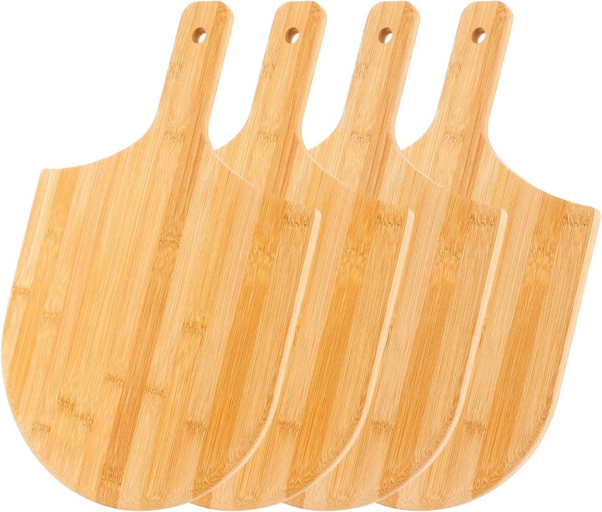 Set van 4 Bamboe Pizzascheppen - Ideaal voor Pizza, Brood en Gebak