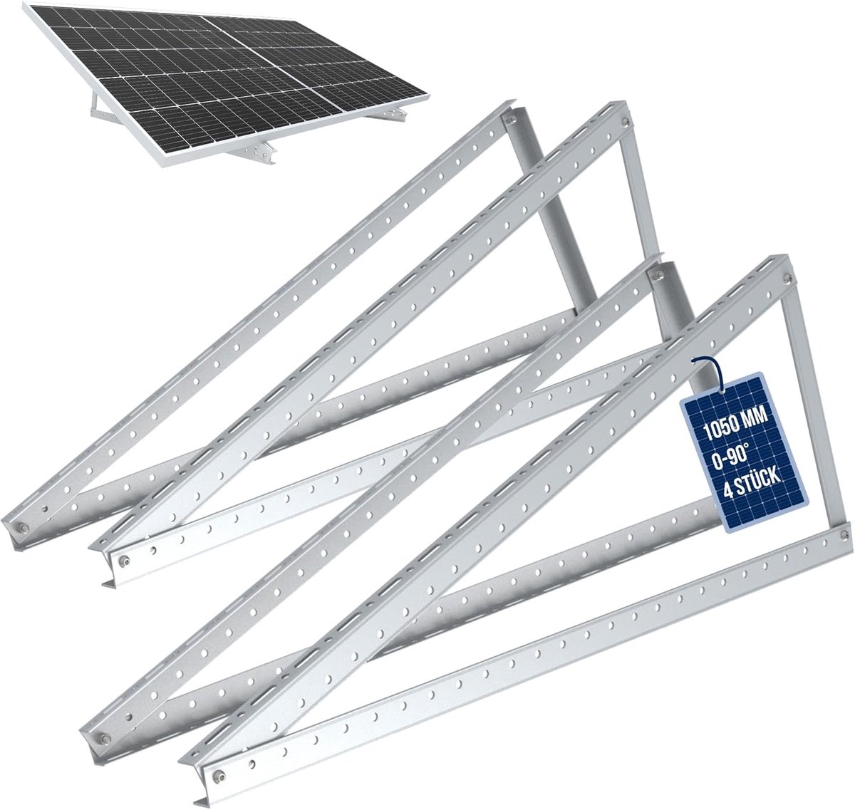 Verstelbare Zonnepaneel Houder Plat Dak (Set van 4) - Aluminium PV Montage 0-90 Graden