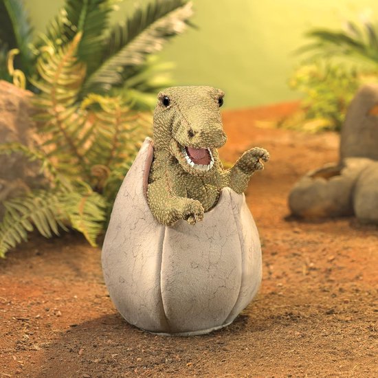 Pluizige Handpop Baby Dinosaurus in Ei Speelgoed — afbeelding 2