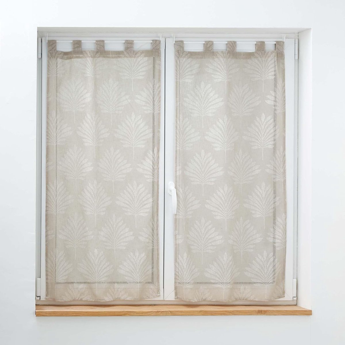 Lichte en romantische gordijnen met lussen (2 stuks, 60x90 cm) Geweven Voile in Taupe