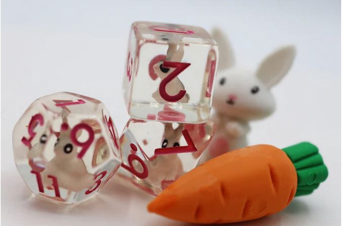 Foam Brain Games dobbelstenen set voor RPG - Backyard Bunny - multicolor.