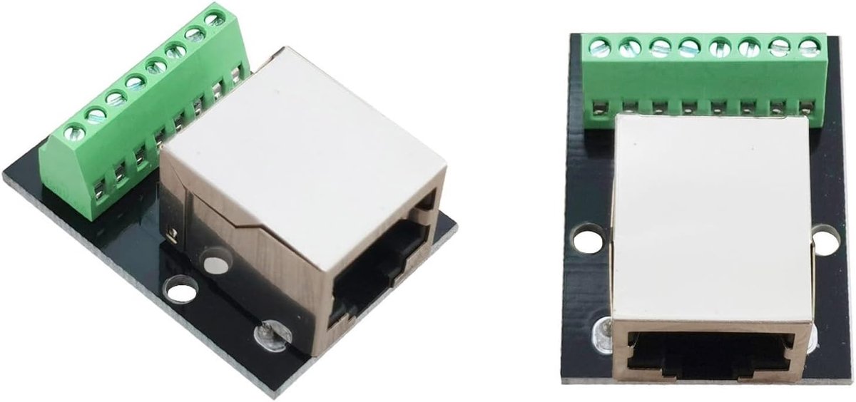 Ethernet Breakout Board - Netwerk Adapter - Netwerk Aansluitingen - 2 Stuks Dubbele Bus - 24x33mm Plaat