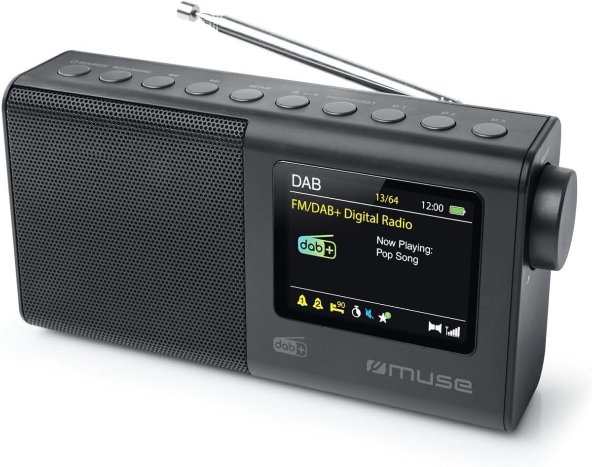 Draagbare Radio - Digitale Ontvanger - Muziek Luisteren - DAB DAB+ FM - 3 Watt Vermogen - Zwart