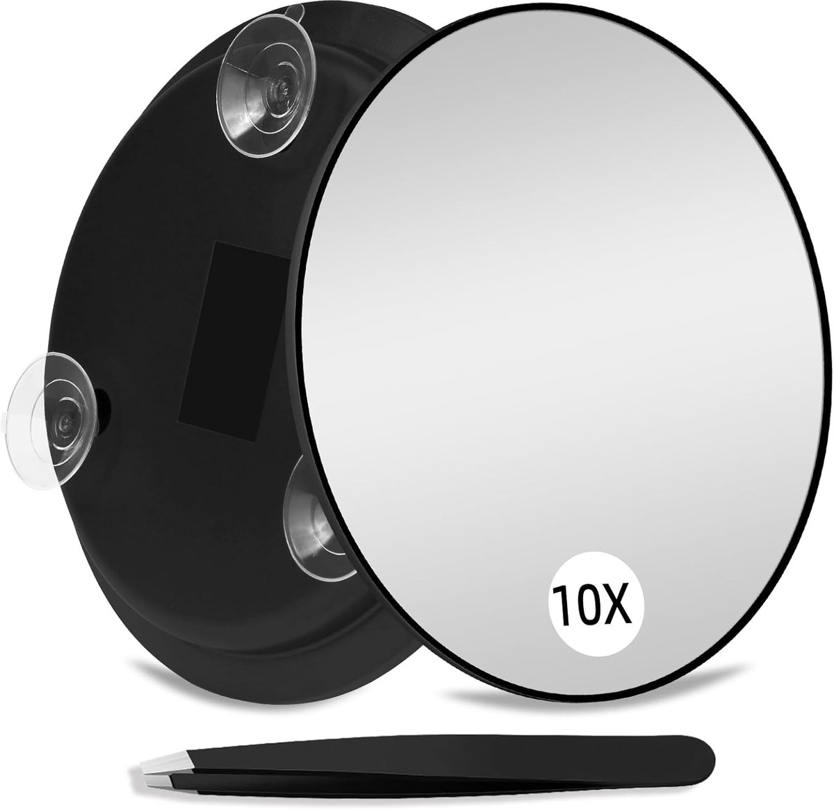 Vergrotingsspiegel 10x met 3 Zuignappen - Ronde Reis Make-up Spiegel 15 cm