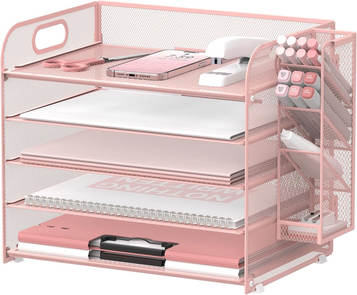 Bureau Organizer - Opberger Documenten - Werkplek Netjes - Met Handvat - 39x25x28.5 cm - Roze