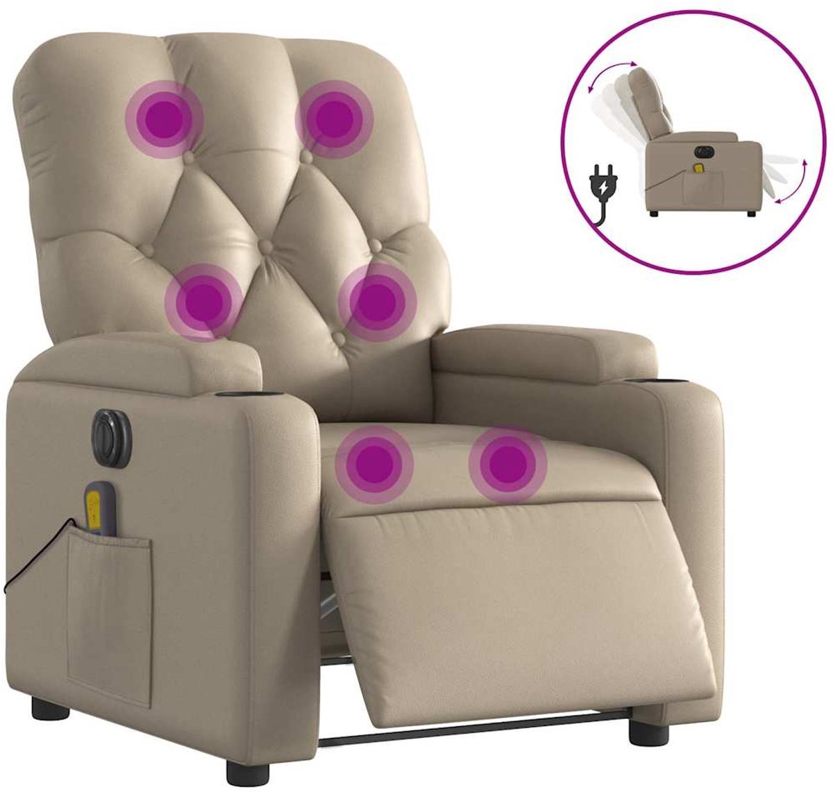 vidaXL Massagestoel - verstelbaar - elektrisch - kunstleer - cappuccinokleurig