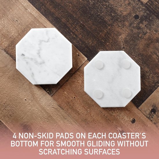 Onderzetters Voor Glazen - Rond - Marmer - Patronen - Crème - 10x10 Cm Glasonderzetters 6 Stuks