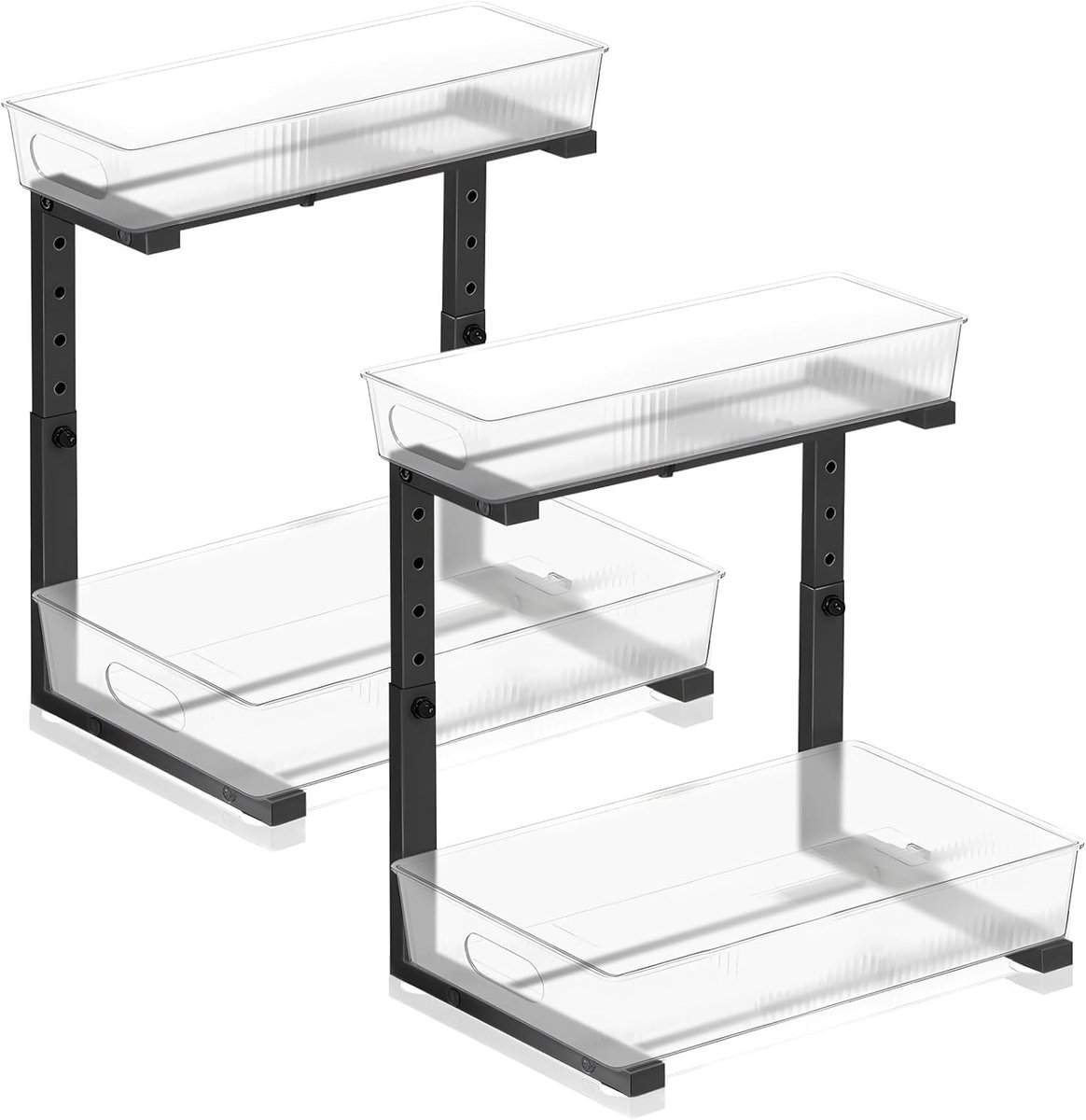 Onder Gootsteen Opslag - Keuken Organizer - Ruimte Besparen - Uittrekbare Lade - 2 Tier - Zwart