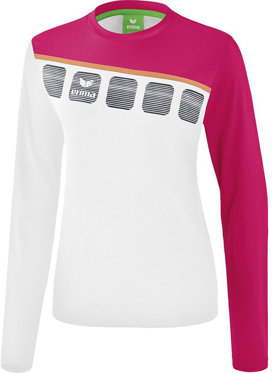 Erima 5-C Longsleeve Dames - Wit / Love Rose / Peach | Maat: 42