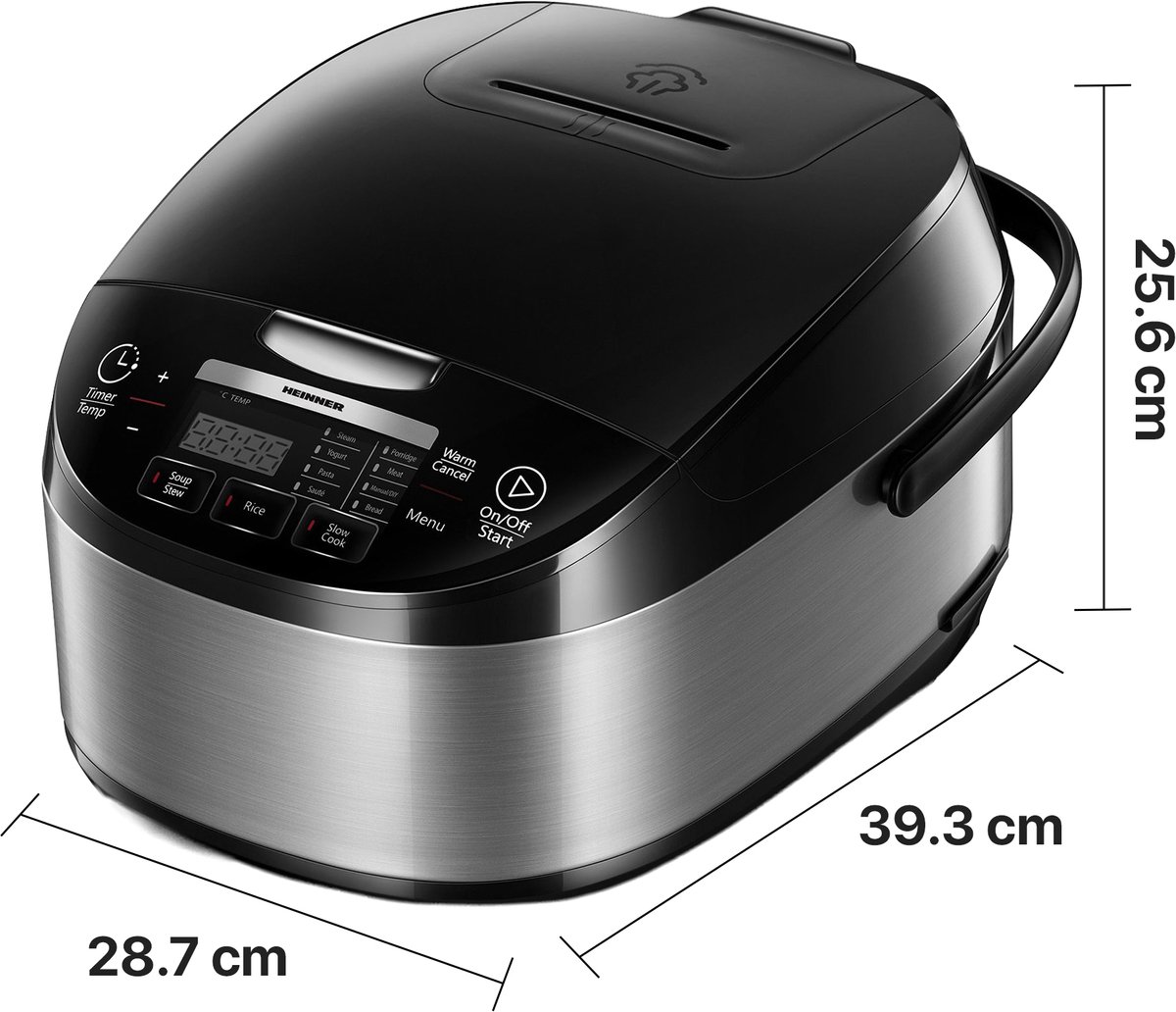 Heinner Multicooker 5 L – 770-918W – 11 Programma’s – 24 u Timer – Touchbediening met LED-display – Warmhoudfunctie – Zwart – foto 6