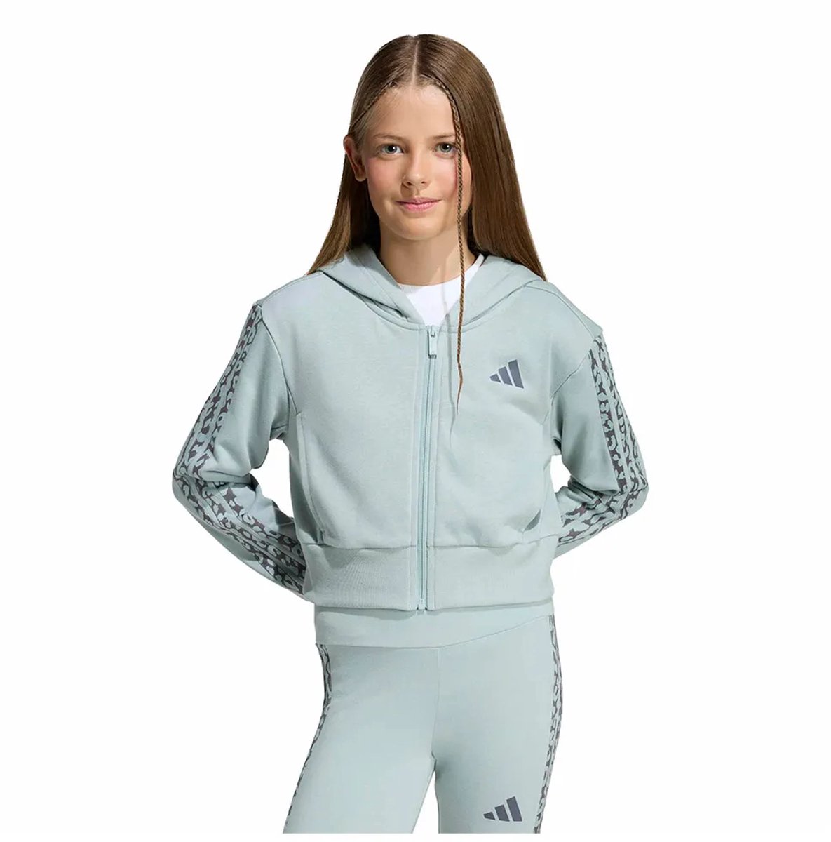 Adidas Seasonals Animal Sweatshirt Met Rits 11-12 Years Meisje Wonder Sage / Aurora Onix