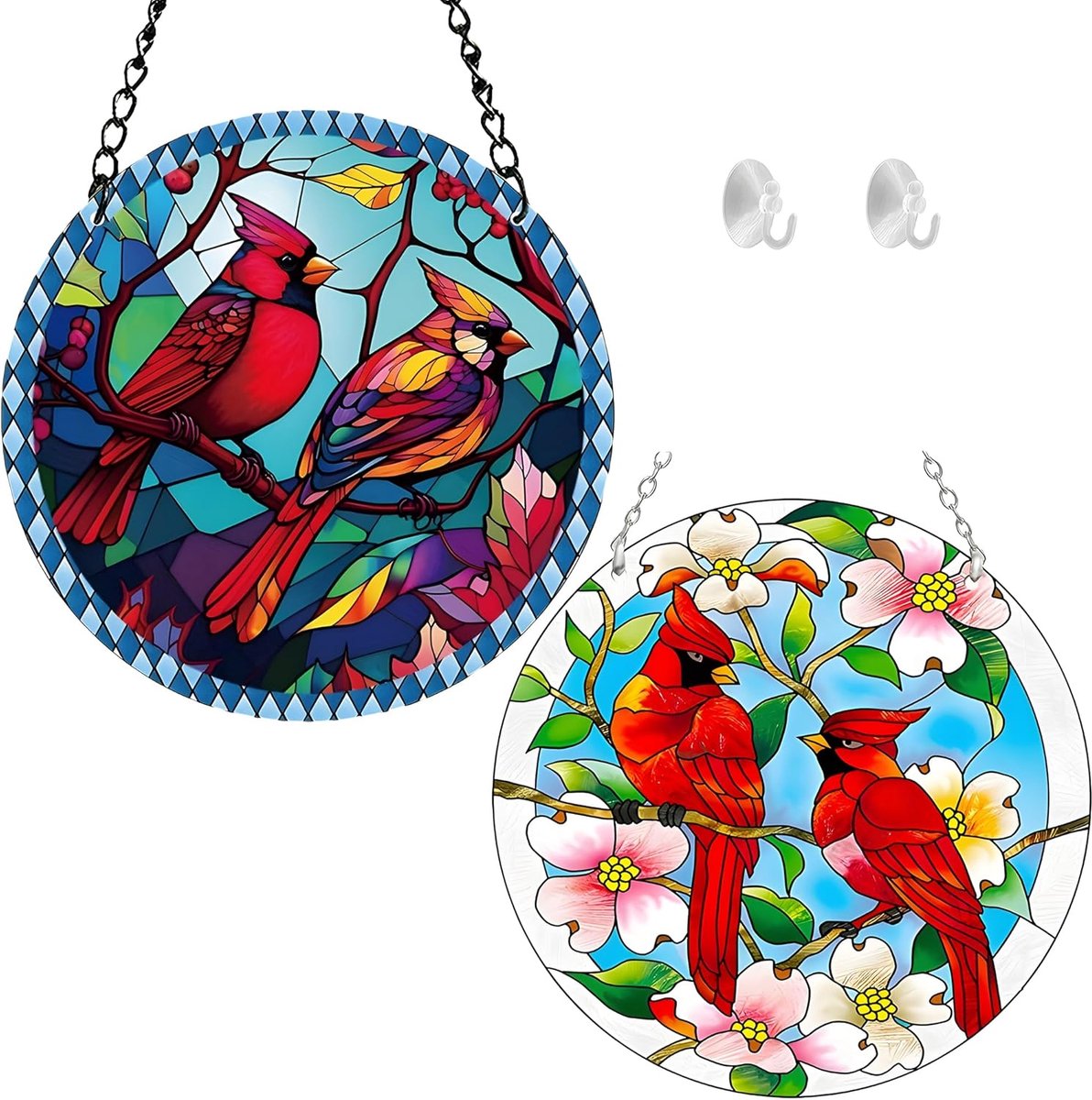 Ronde Kolibrie Hangers - Raamdecoratie Acryl - Binnen Buiten - Vogelreflectie Brekend - 2 Stuks - Meerkleurig