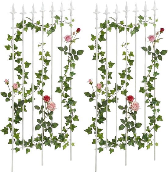 Klimplantsteun Set - Plantenrek Tuin - Planten Ondersteunen - Handgemaakt Metaal - 100x50cm - Wit