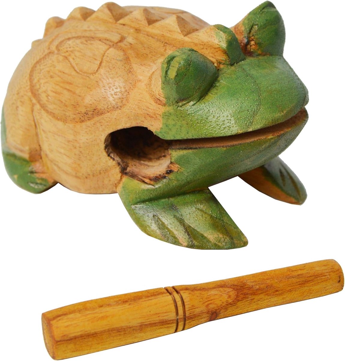 Houten Kikker Guiro - Schraper Blok - Muziek Maken - Handgemaakt Hout - 12cm - Bruin