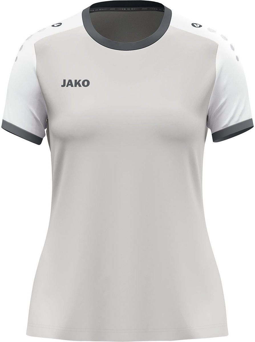 894x1200.jpg Jako Dynamic Shirt Korte Mouw Dames - Lichtgrijs / Wit / Grijs | Maat: L - Afbeelding 1