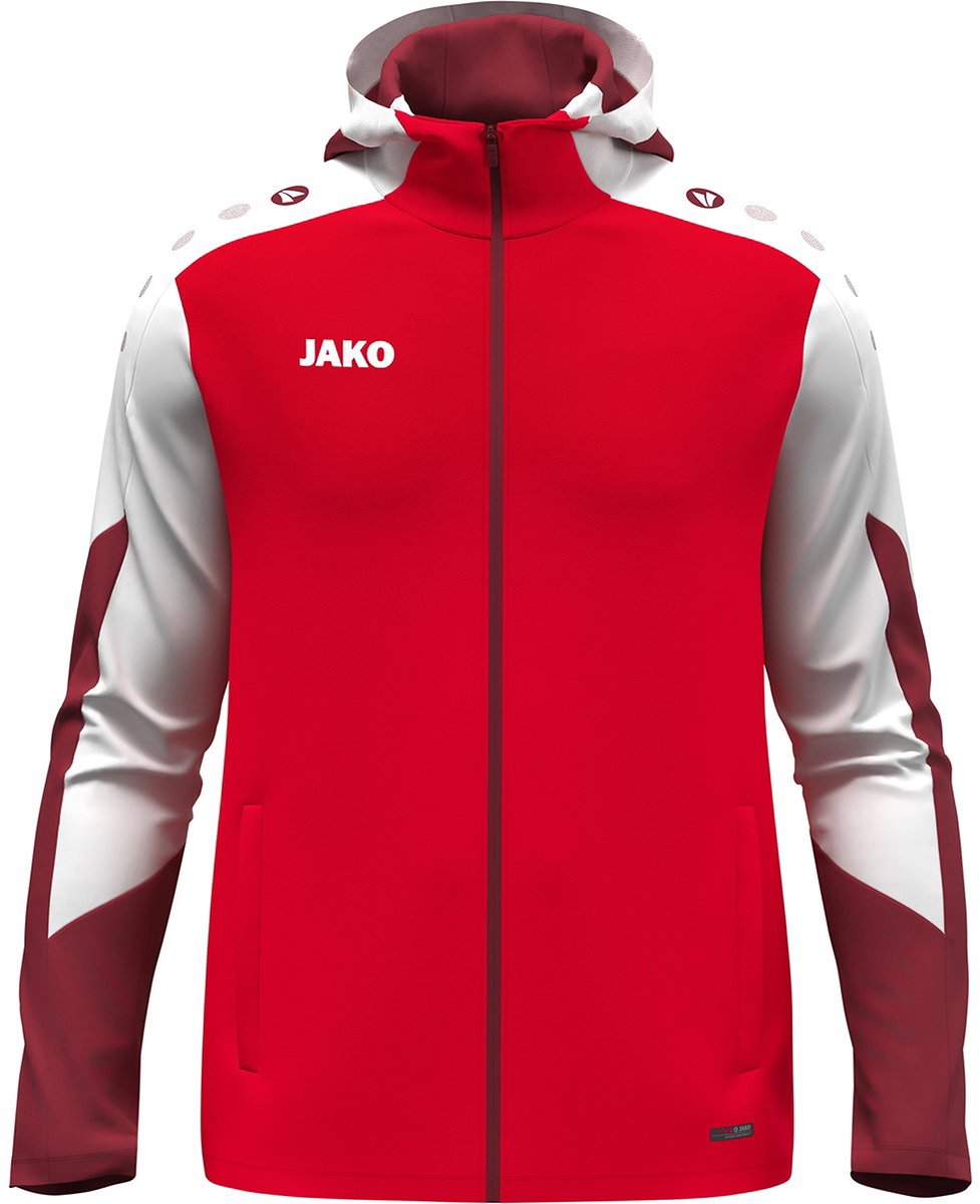 Jako Dynamic Jas Met Kap Heren - Rood / Wit / Donkerrood | Maat: L