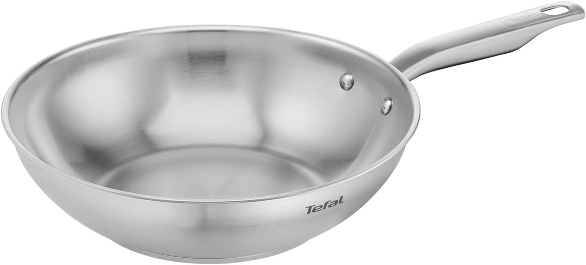 Wokpan 28 cm - Koekenpan Aziatisch - Aziatische gerechten bereiden - Roestvrij staal - 28 centimeter - Zilverkleurig
