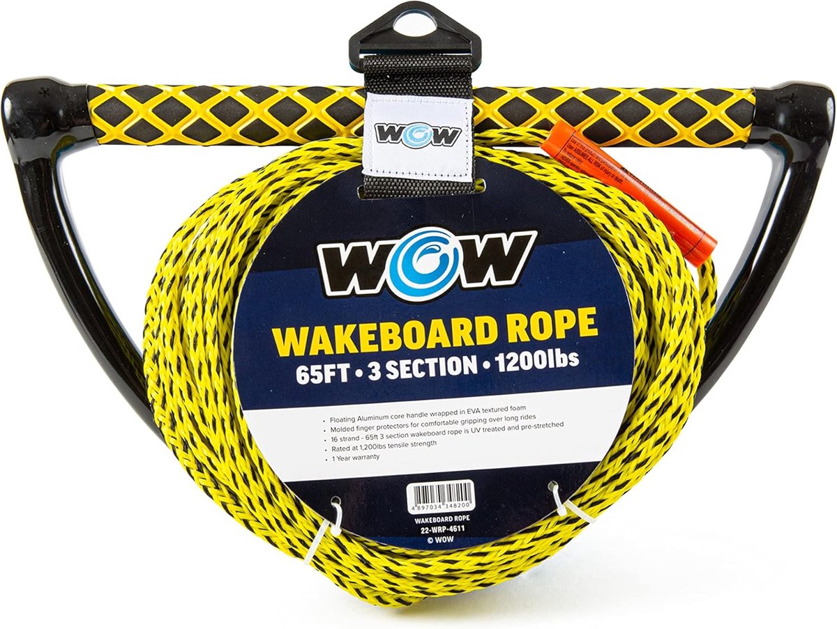 Wakeboard Touw - Waterski Lijn - Watersport Actief - 3-delig Ontwerp - 65 Voet Lengte - Meerkleurig