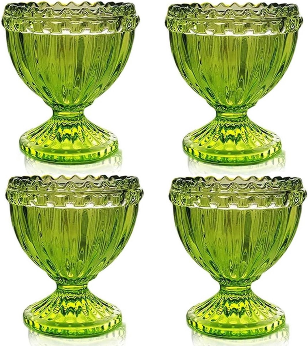 Glazen Ei Houder Paasdecoratie Ontbijt Tafel Set van 4 6.99 cm Hoog Groen