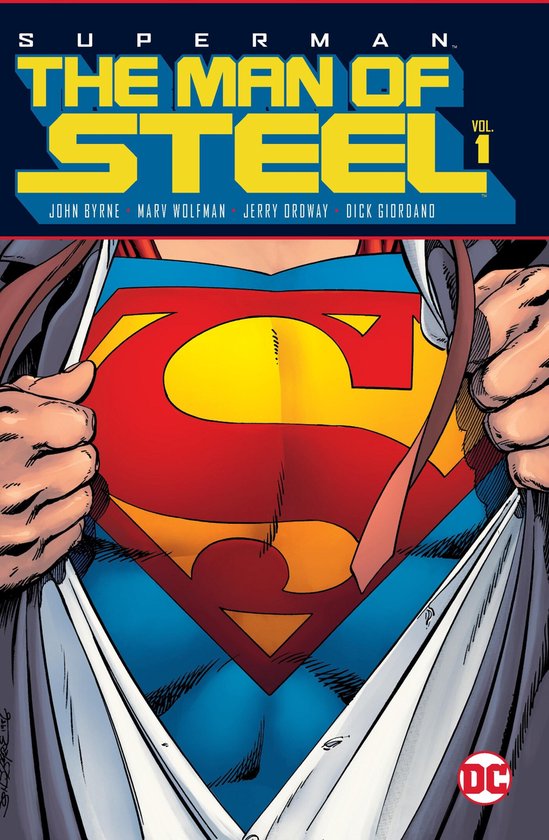 Superman The Man of Steel Vol. 1 comicboek met het Superman-logo op de borst.