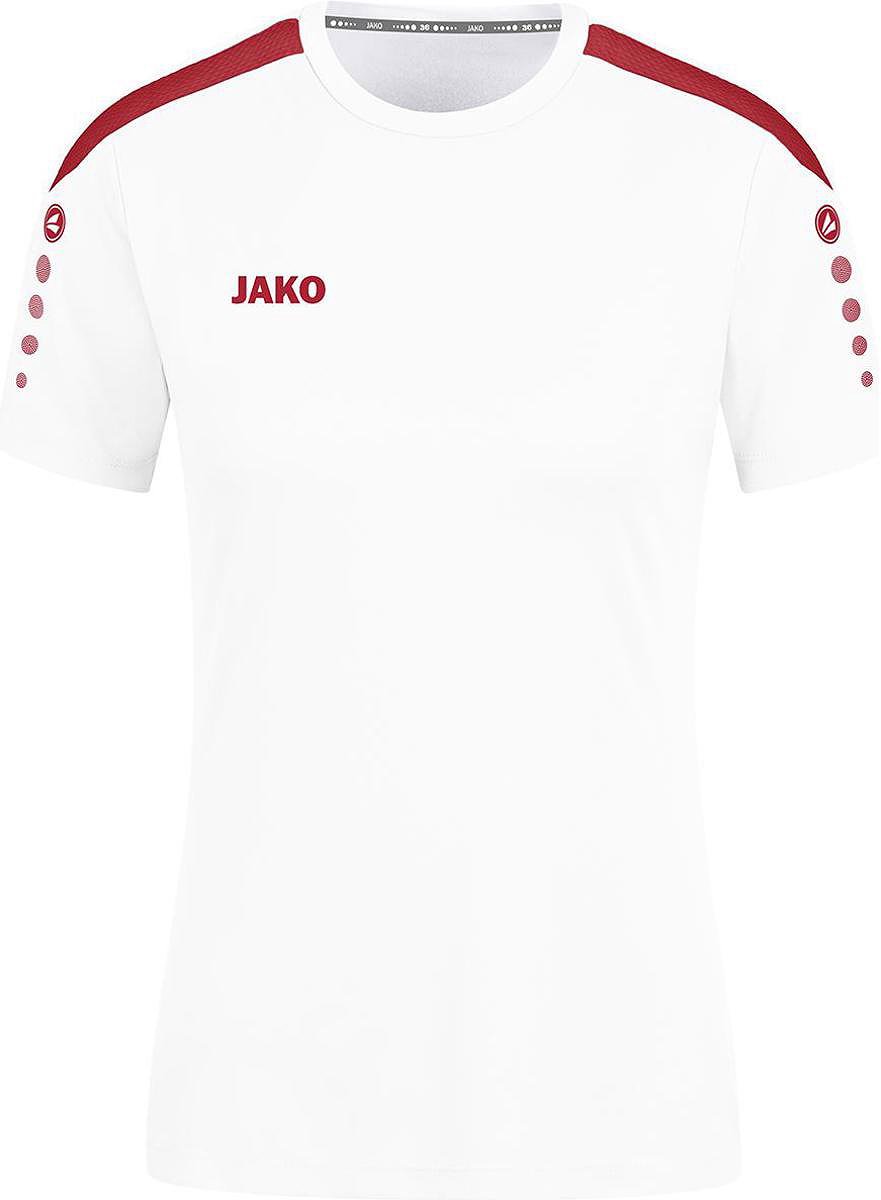 Jako Power Shirt Korte Mouw Dames - Wit / Rood | Maat: 42