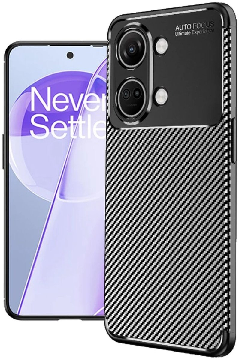 OnePlus Nord 3 Hoesje Siliconen Carbon TPU Back Cover Zwart
