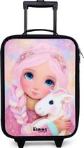 NoBoringSuitcases.com® - Kinderkoffer jongen - Kindertrolley meisje - Meisje - Eenhoorn - Roze - Koffer kind lichtgewicht - Reiskoffer trolley voor kinderen - Koffertje met lichtgevende wieltjes - Rolkoffer zwart