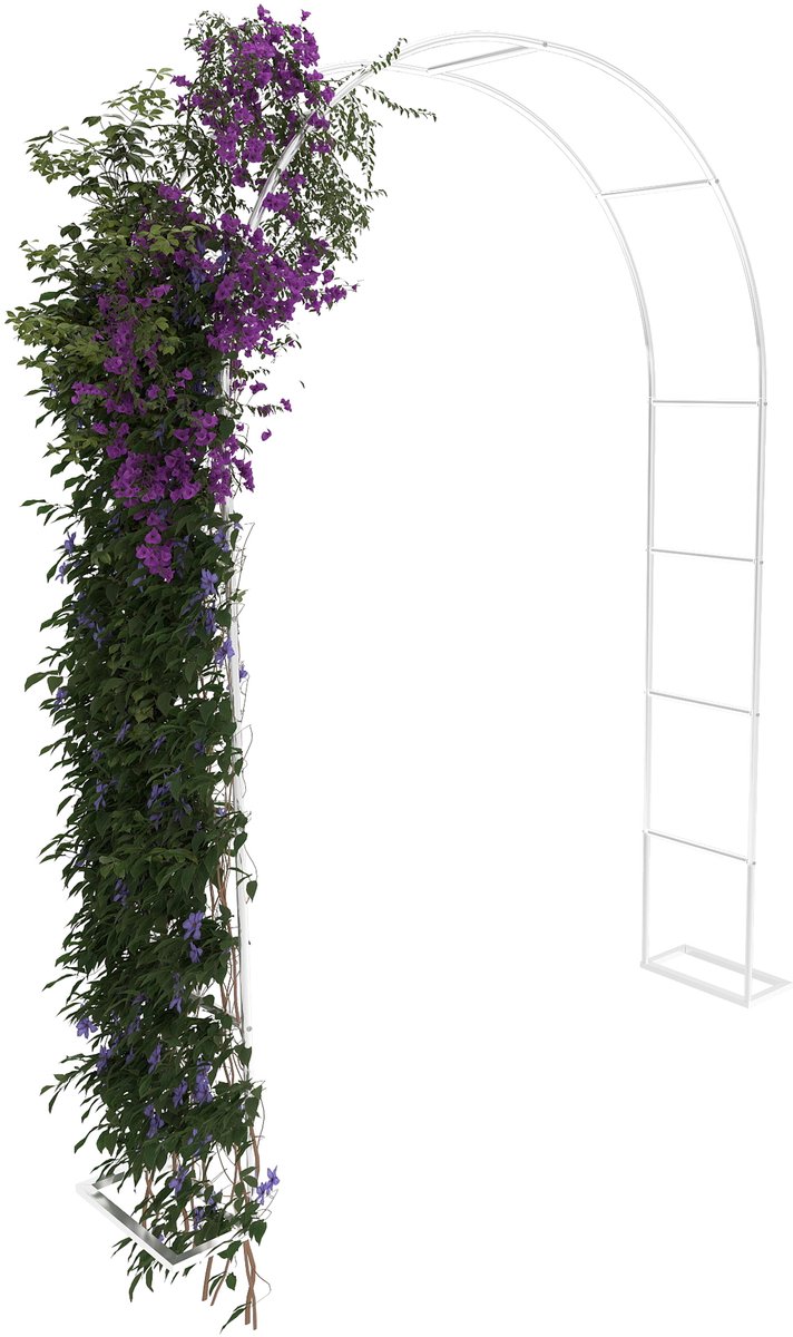 Aufun Metaal Rozenboog 240x140x38cm – Poedercoated Staal Tuinboog – Rozensteun & Tuindecoratie (Wit)