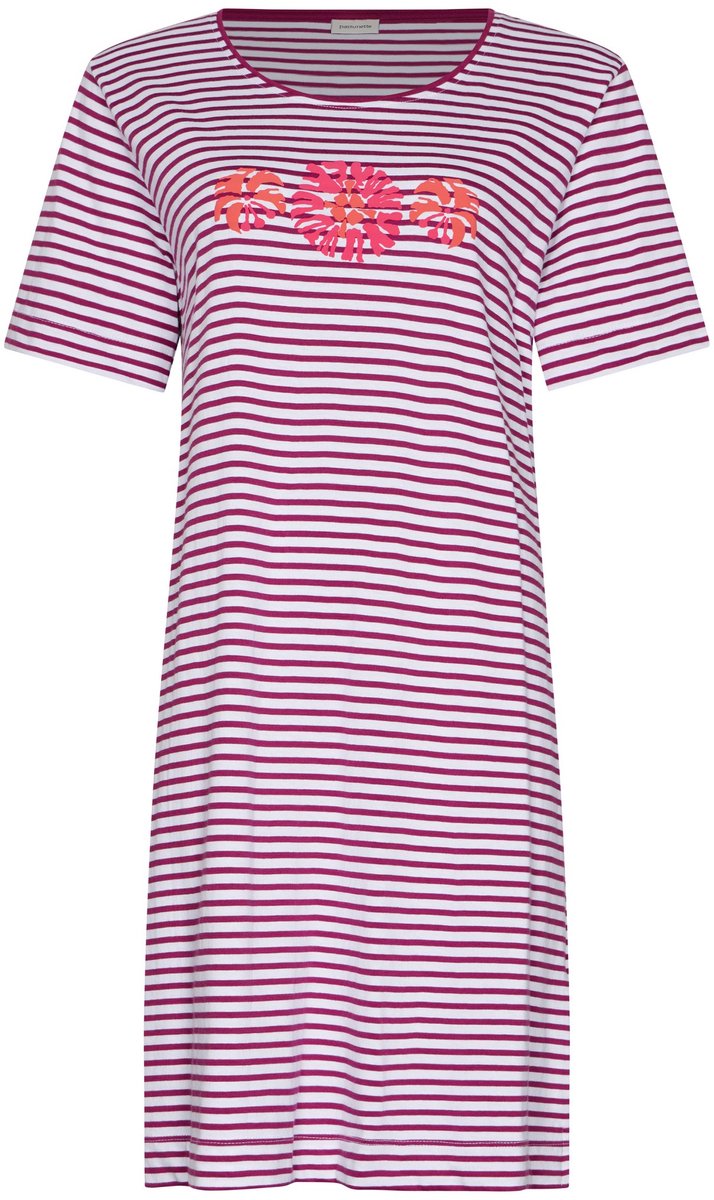 Pastunette Nachthemd - Paradise Pink - Organisch Katoen - Bourdeaux/Wit Rood