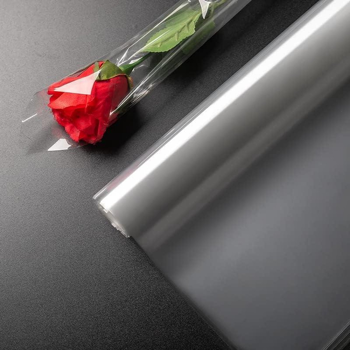 Cellofaan geschenkpapierrol voor cadeaus in manden, 40 cm x 15 m, transparant2,2 mil, voedselveilig
