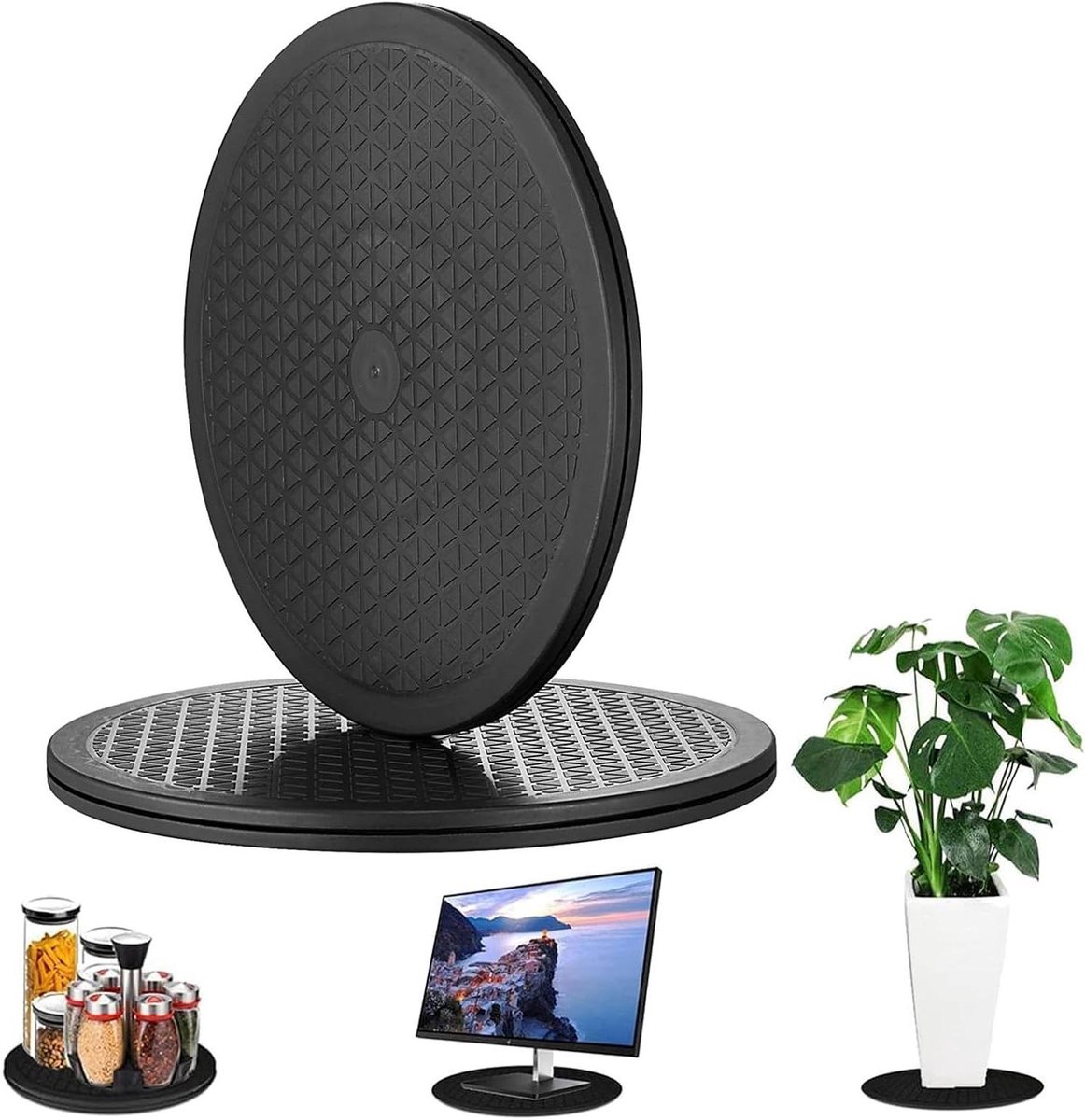Kunststof draaitafel zwart 25,5 cm, 360 graden draaibaar - laptops, monitor, tv, knutselen, planten.