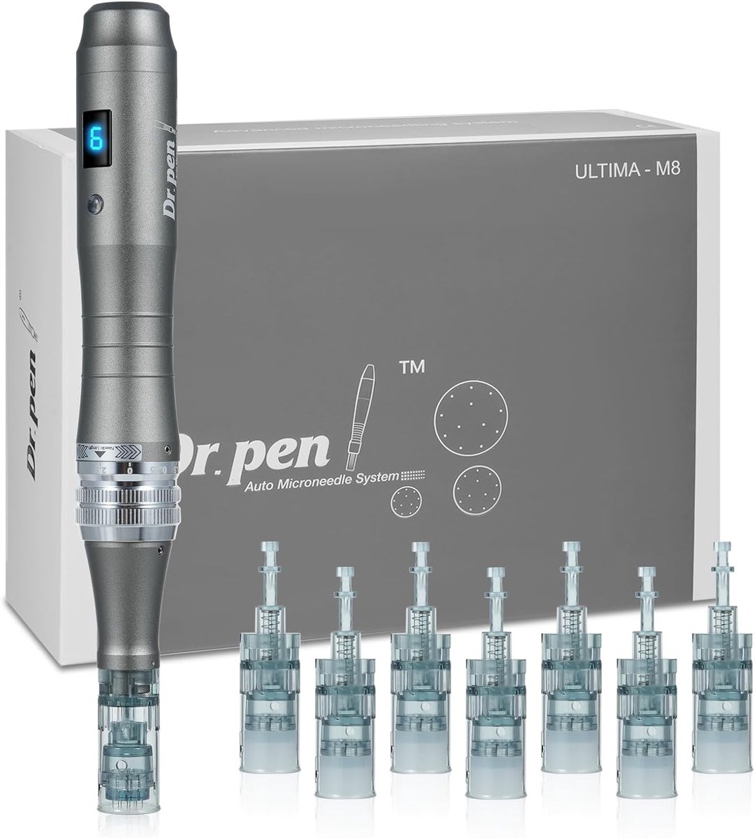 DERMAPEN Originele M8 ULTIMA Draadloze Dermapen Microneedling Inclusief 10 Cartridges 16 pins incl. beautycase