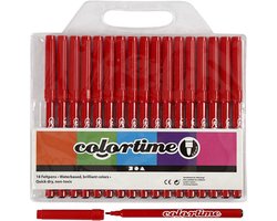 Colortime Stift - Rood Stift - Lijndikte 2mm - Hobby Stiften - Rode Markers - DIY Kleurstift - Knutsel Stift - Hobby Marker - Rood Tekenmateriaal - 18 Stuks