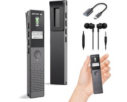 UPLY Digitale Voice Recorder - 64GB - 18 Uur Batterij - Bluetooth 5.2 - Dictafoon - Ruisonderdrukking - Afluisterapparatuur