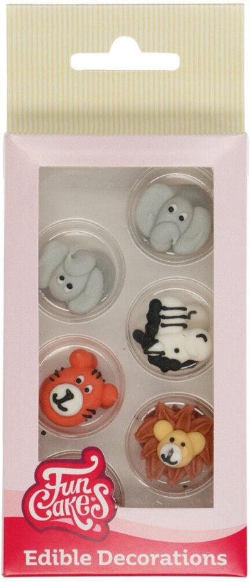 FunCakes Suikerdecoraties - Safari Dieren - 8 Stuks - Eetbare Taartdecoratie