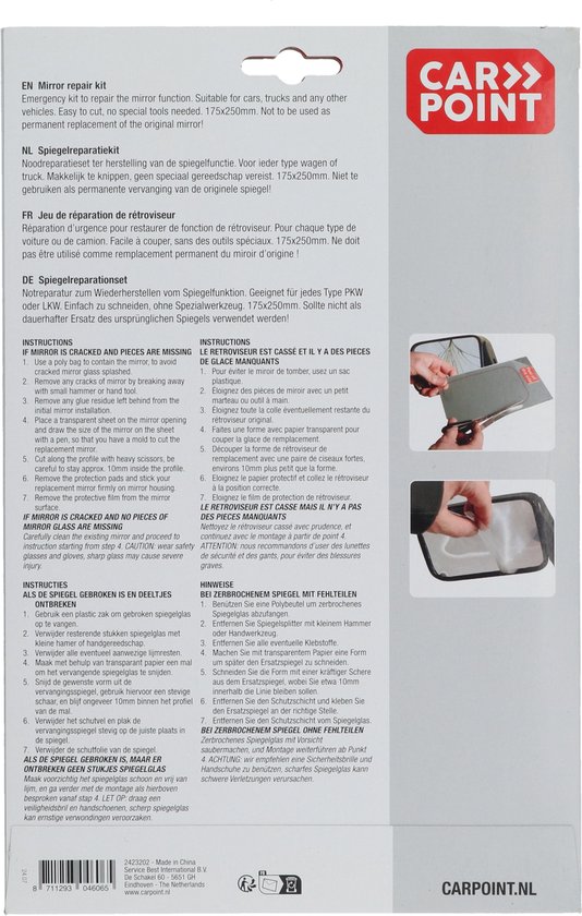 Kit de réparation de miroir Carpoint - 17,5 X 25 cm