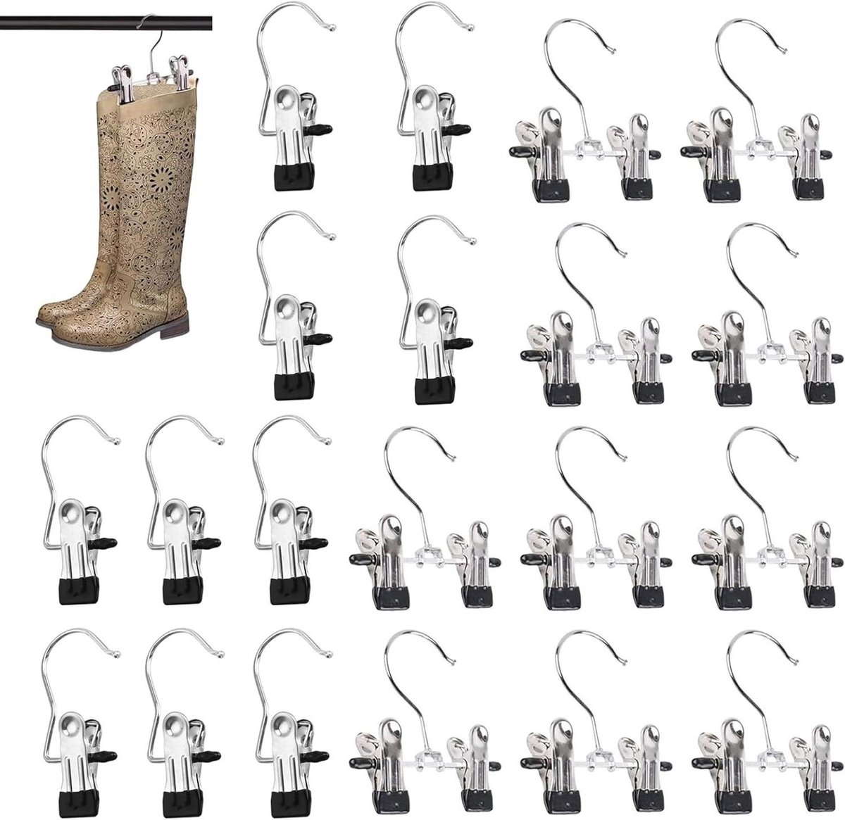 Laarshangers - Set van 20, Metalen clips, Ruimtebesparend en Antislip